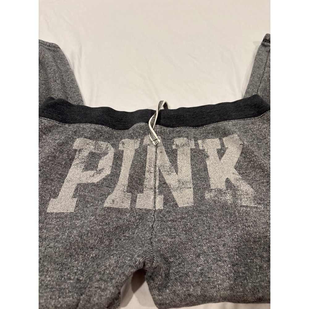 Victorias Secret PINK Sweatpants Gray Love 86 Logo Joggers Womens Medium - Picture 4 of 4